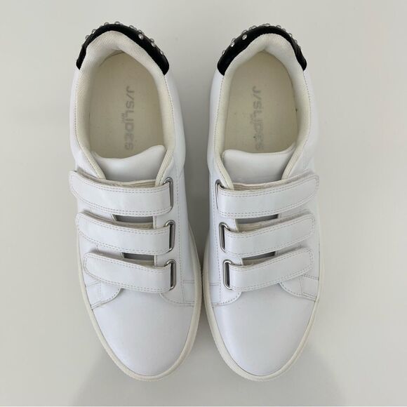JSLIDES Gennie Studded Platform Sneaker in White Faux Leather Size 10 - Picture 5 of 14